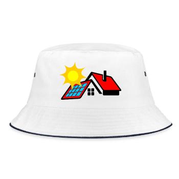 Logo Solarpanel auf Bungalowhaus mit Sonne - Bucket Hat - Weiß/Navy - Vorne