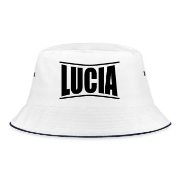 nom t-shirt Lucia t-shirt idée cadeau - Bob - blanc/marine - Devant