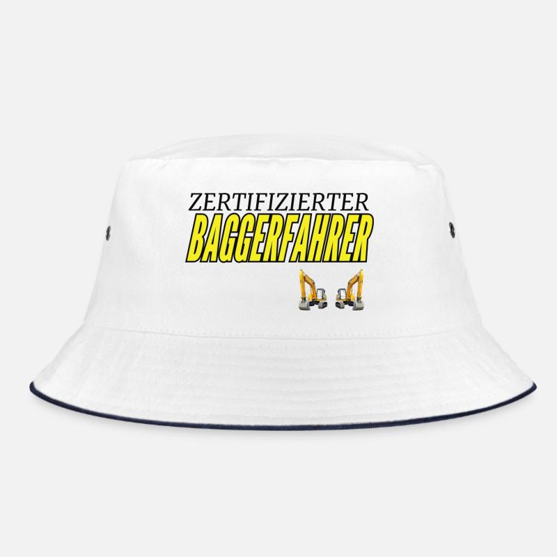 Zertifizierter Baggerfahrer - Bucket Hat - Weiß/Navy