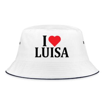 Name T-Shirt I love Luisa T-Shirt Geschenkidee - Bucket Hat - Weiß/Navy - Vorne