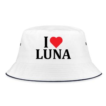 nom t-shirt I love Moon t-shirt idée cadeau - Bob - blanc/marine - Devant