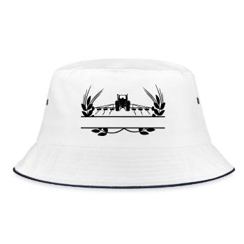 Farm farming tractor grain growing - Bucket Hat - white/navy - Front