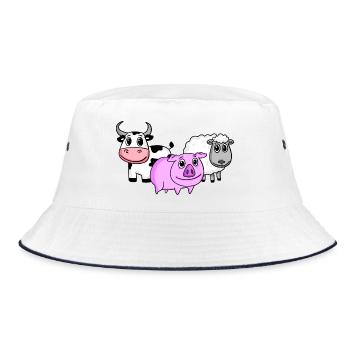 Niedliche Tiere - Bucket Hat - Weiß/Navy - Vorne