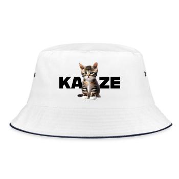 Katze - Für alle die Katzen lieben und das Zeigen - Bucket Hat - Weiß/Navy - Vorne