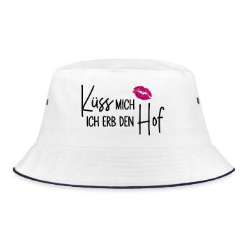 Küss mich Ich erb den Hof - Bucket Hat - Weiß/Navy - Vorne
