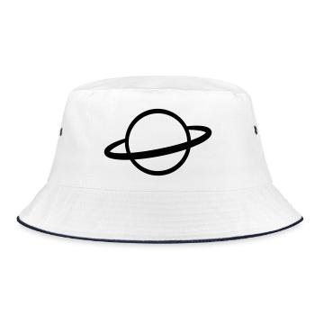 Planet with Ring Icon Outline - Bucket Hat - white/navy - Front