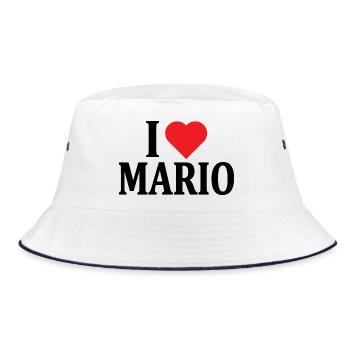 I love Mario t-shirt t-shirt gift idea - Bucket Hat - white/navy - Front