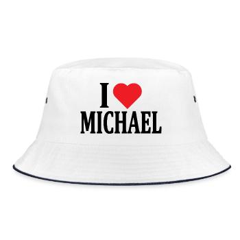t-shirt j’aime Michael t-shirt idée cadeau - Bob - blanc/marine - Devant