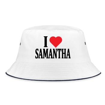 t-shirt J’aime Samantha t-shirt idée cadeau - Bob - blanc/marine - Devant