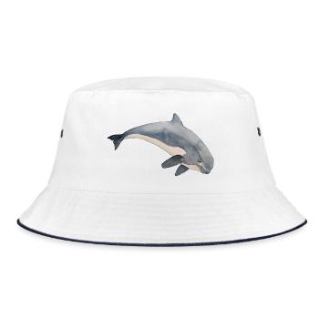 Schweinswal-Meerschweinchen - Bucket Hat - Weiß/Navy - Vorne