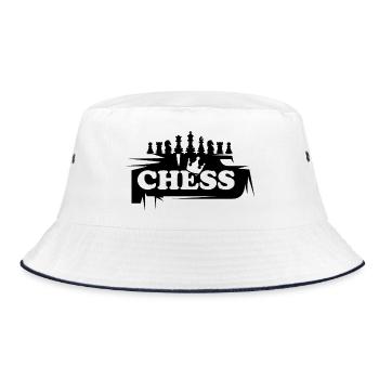 Schach Graffiti Schachfiguren Illustration Logo - Bucket Hat - Weiß/Navy - Vorne