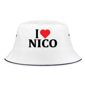 t-shirt I love Nico t-shirt gift idea - Bucket Hat - white/navy - Front