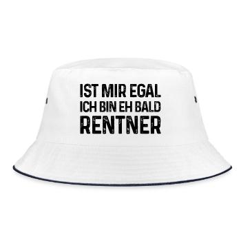 Rente Spruch Ist mir egal Ich bin eh bald Rentner - Bucket Hat - Weiß/Navy - Vorne