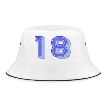 18. 18 JAHRE ALT. 18. JAHRESTAG. 18. GEBURTSTAG. - Bucket Hat - Weiß/Navy - Vorne