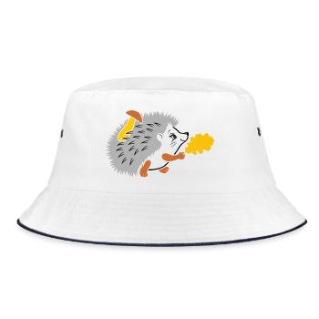 Igel auf einem Spaziergang - Bucket Hat - Weiß/Navy - Vorne