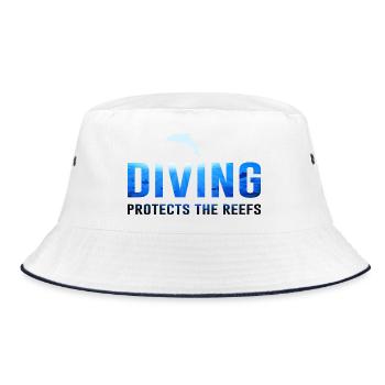 Diving Diver Nature Conservation Saying Dolphin - Bucket Hat - white/navy - Front