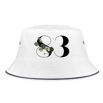 Nummer 83 Blumengrün - 83. Blumengeburtstag - Bucket Hat - Weiß/Navy - Vorne