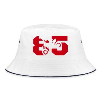 Moto 85 Biker - Bucket Hat - Weiß/Navy - Vorne