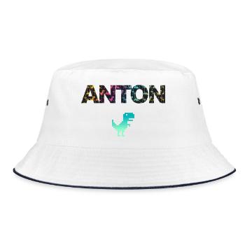 ANTON - Beau prénom de garçon avec dinosaure - Bob - blanc/marine - Devant
