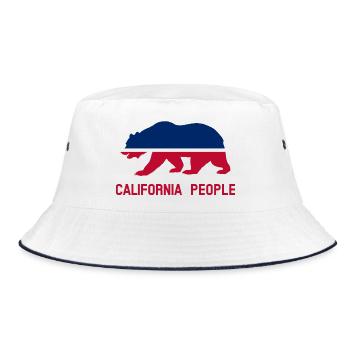 Menschen in Kalifornien - Bucket Hat - Weiß/Navy - Vorne