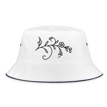 Flower Vine Leaves - Bucket Hat - white/navy - Front
