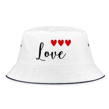 HEART. CHRISTMAS. COUPLE. VALENTINE'S DAY. JUST MARRIED. - Bucket Hat - white/navy - Front