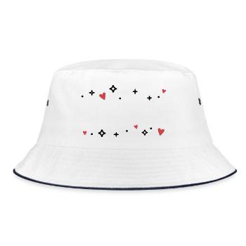 Herzen Sternchen Glitzer - Bucket Hat - Weiß/Navy - Vorne
