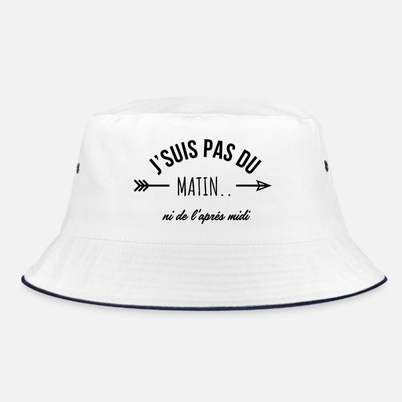 Ich bin kein Morgen- oder Nachmittagsmensch - Humor - Bucket Hat - Weiß/Navy