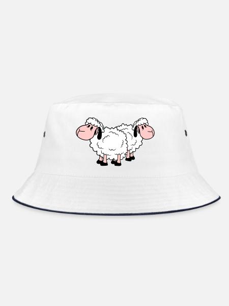 Zwei Schafe Freunde Team Crew Süß Klein Baby Lieb - Bucket Hat - Weiß/Navy - Vorne
