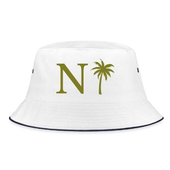 Letter n Green Palm - Bucket Hat - white/navy - Front