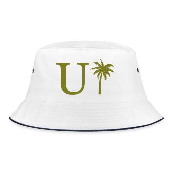 Letter u Green Palm - Bucket Hat - white/navy - Front