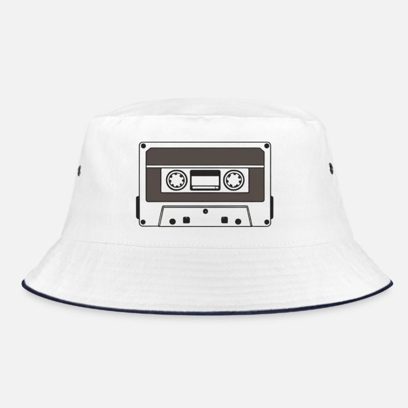 Kassette - Bucket Hat - Weiß/Navy