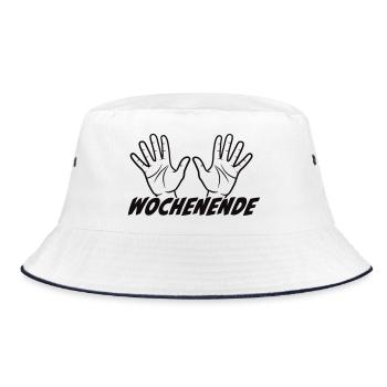 Wochenende - Bucket Hat - Weiß/Navy - Vorne