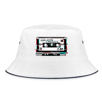 kassette glitch - Bucket Hat - Weiß/Navy - Vorne