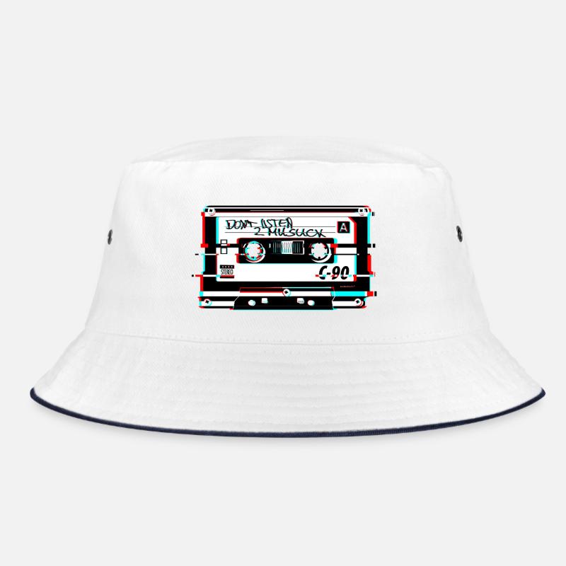 kassette glitch - Bucket Hat - Weiß/Navy