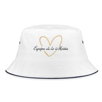 Das Brautteam Goldenes Herz Glitzer - Bucket Hat - Weiß/Navy - Vorne
