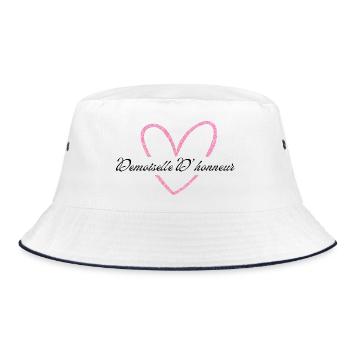 Brautjungfer Rosa Herz Glitzer - Bucket Hat - Weiß/Navy - Vorne