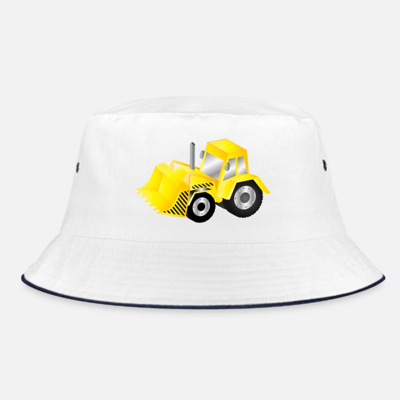 Strahlend gelber Bagger mit Power Bucket Hat
