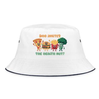 Whimsical Food Characters Illustration - Bucket Hat - white/navy - Front