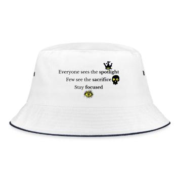 Dein Ziel im Fokus - dann wirst Du erfolgreich - Bucket Hat - Weiß/Navy - Vorne