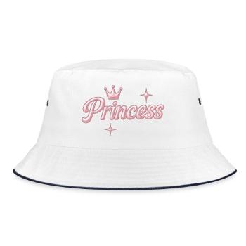Prinzessin / Princess / Chrome Y2K Design - Bucket Hat - Weiß/Navy - Vorne
