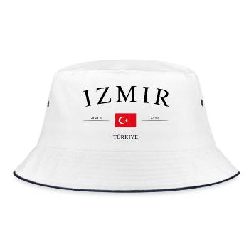 Izmir Türkei – Urlaub Souvenir & Geschenk - Bucket Hat - Weiß/Navy - Vorne