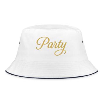 PARTY Elegant Gold Glitter Script for Celebrations - Bucket Hat - white/navy - Front