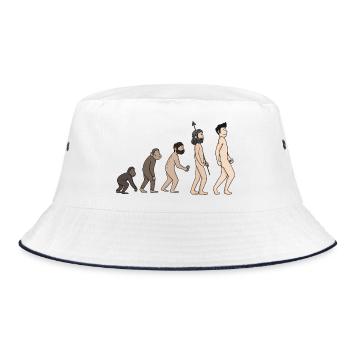 Human Development - Evolution Illustration - Bucket Hat - white/navy - Front