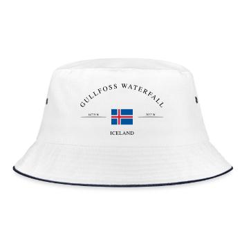 Gullfoss Island – Urlaub Souvenir & Geschenk - Bucket Hat - Weiß/Navy - Vorne