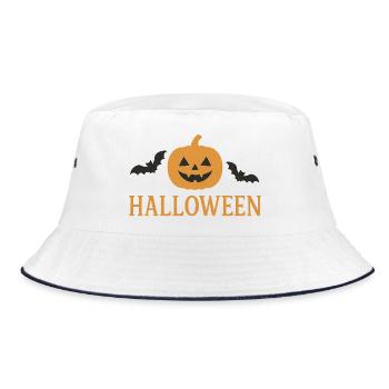 Spooky Jack-o'-lantern Halloween Design - Bucket Hat - white/navy - Front