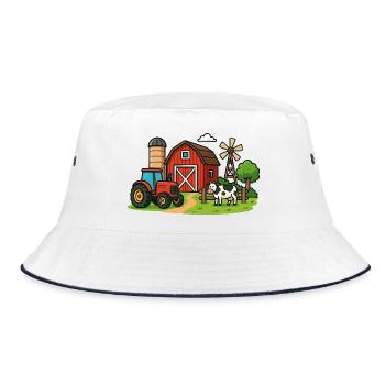 Rural Farm Scenery - Bucket Hat - white/navy - Front