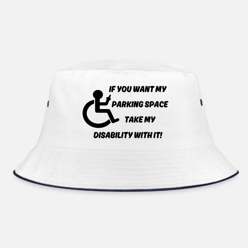 Möchten Sie meinen Rollstuhlparkplatz? # - Bucket Hat - Weiß/Navy