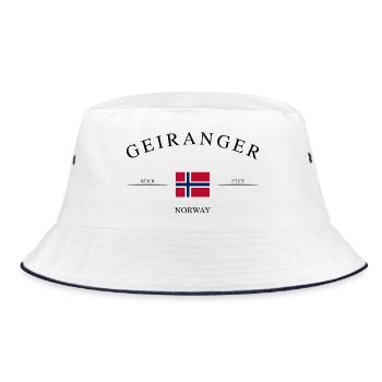 Geiranger Norwegen – Urlaub Souvenir & Geschenk - Bucket Hat - Weiß/Navy - Vorne