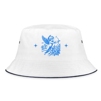 Blaue Blume Amor - Bucket Hat - Weiß/Navy - Vorne